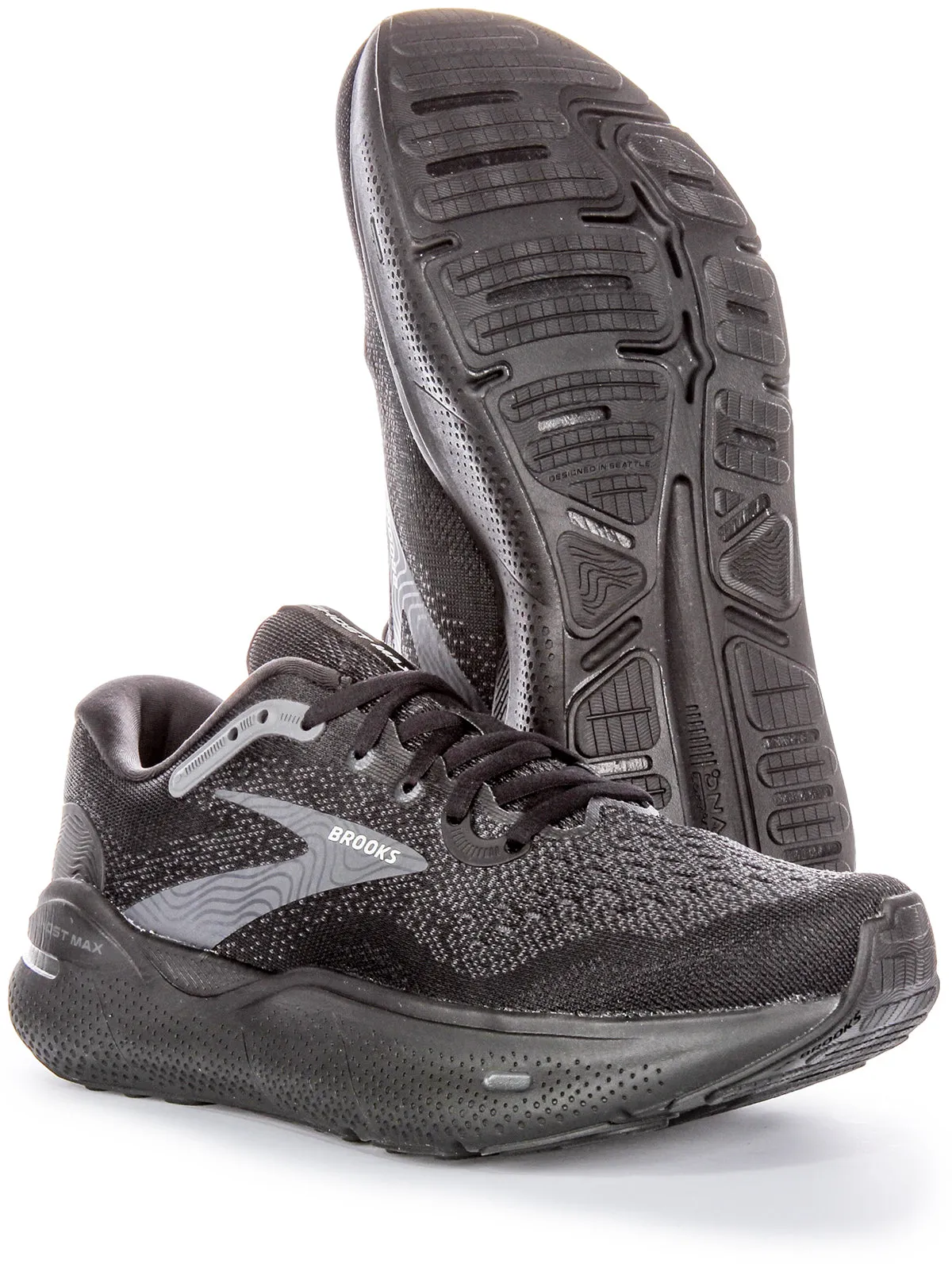 Stable base Brooks Ghost Max In Black For Men | Medium Fit
