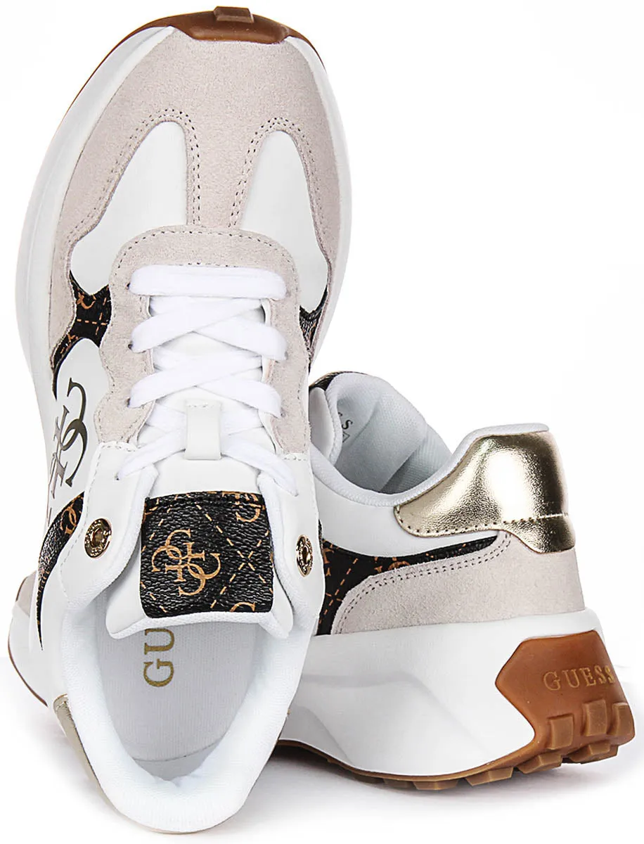 Stable base Guess Luckei 4G Logo In White Brown for Women Sneakers