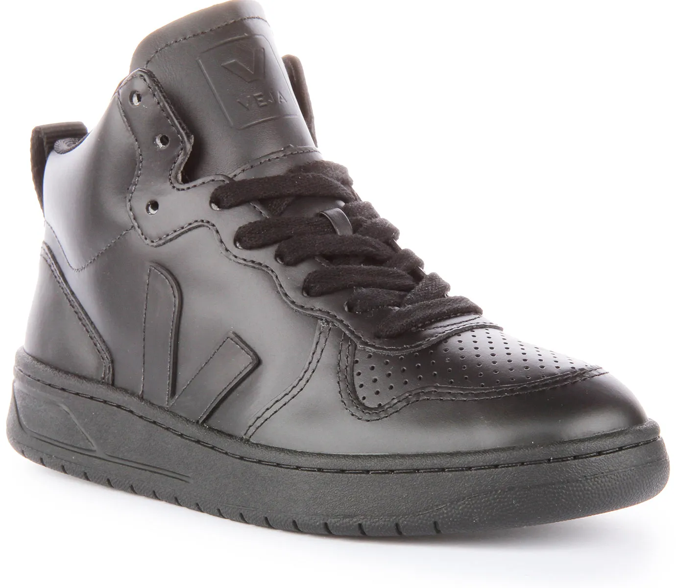 Performance Wear Veja V 15 Leather High Top In Black For Men