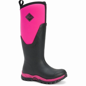Muck Boots Arctic Sport II Tall Rubber Black/Pink Wellington Boots Easy Comfort Boots Long Walks