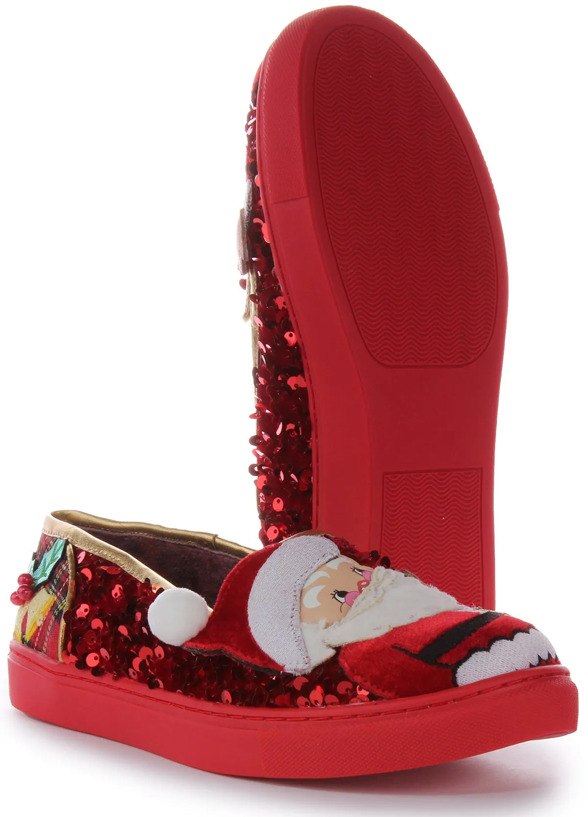 Streamlined Build Irregular Choice Sparkly Clause In Red For Women