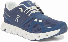 On Running Cloud 5 In Denim For Women Sock-like fit reduces rubbing during direction shifts Speed Driven