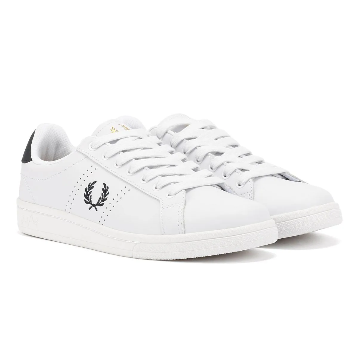 Stretchable Fred Perry B721 Leather Men's White/Navy Trainers