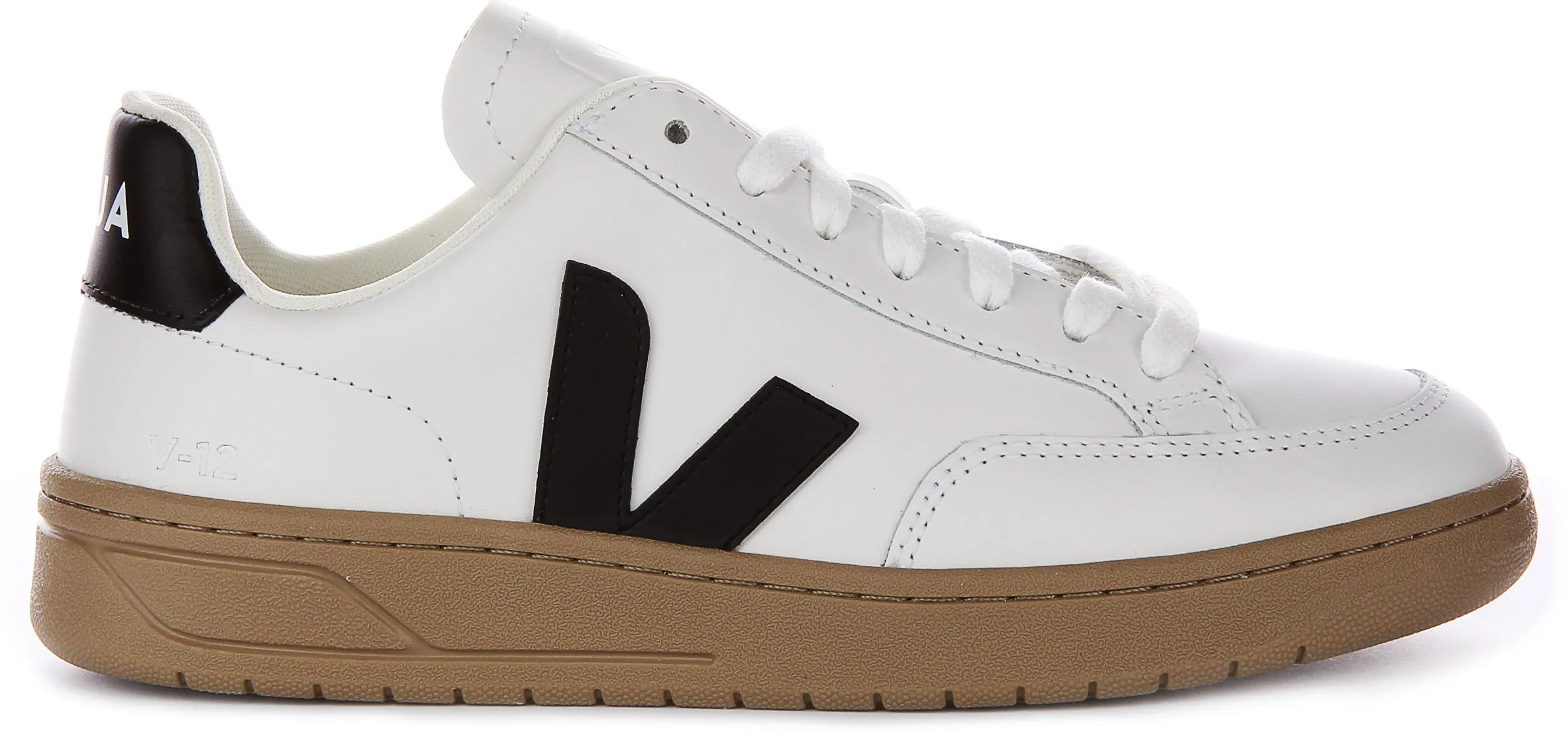 Sturdy Build Veja V-12 Leather In White Black For Men