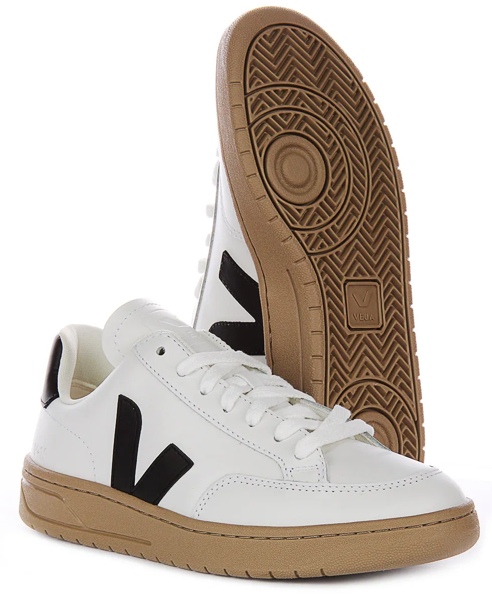 Sturdy Build Veja V-12 Leather In White Black For Men