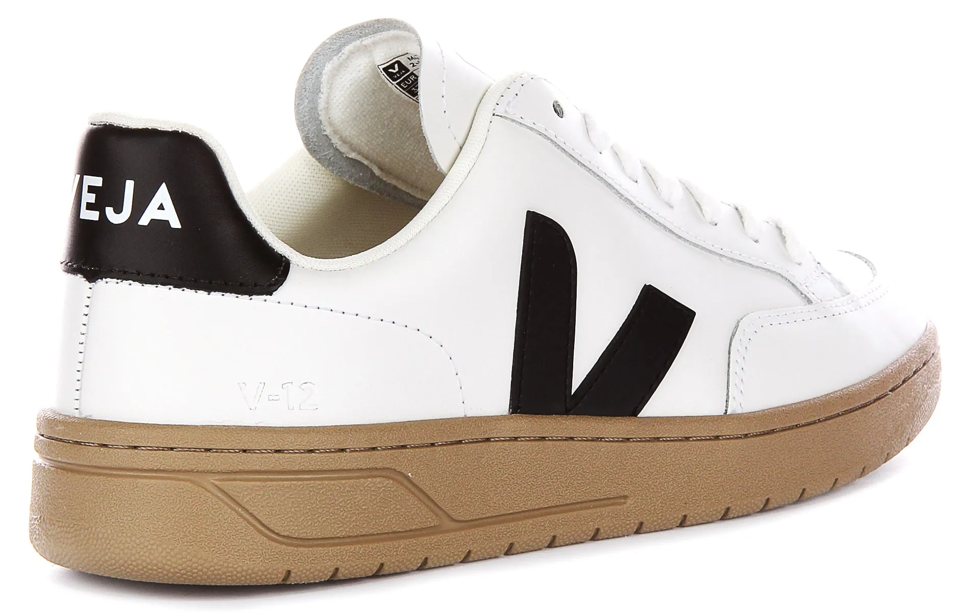 Sturdy Build Veja V-12 Leather In White Black For Men