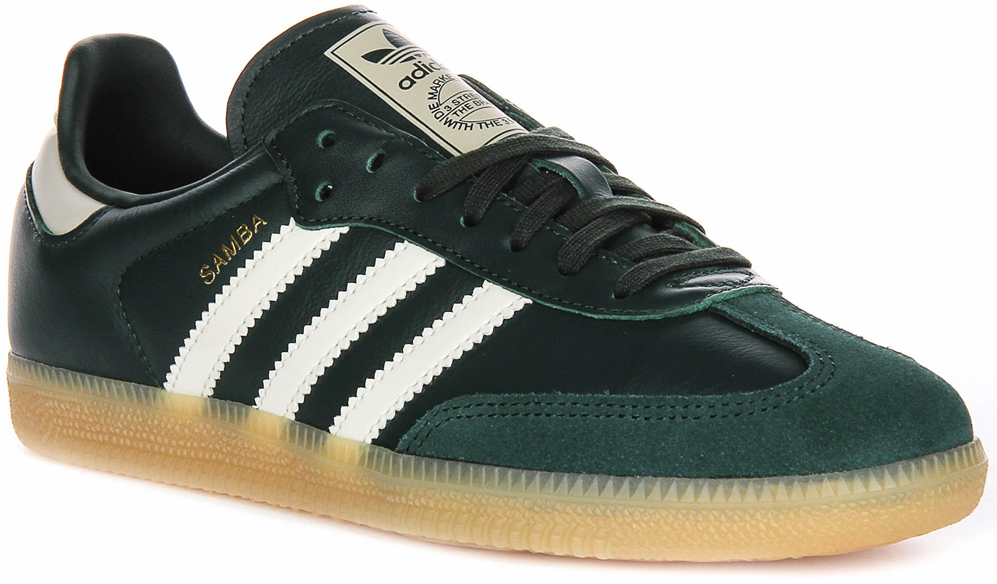 multi - terrain shoes flat - footed running shoes Adidas Samba OG J In Dark Green For Youth