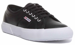 Casual Athlete Quick Wear Superga 2750 Efglu In Leather Trainer Black White