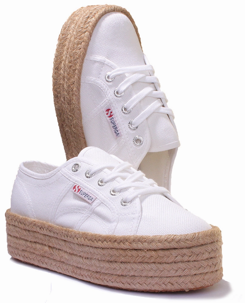 Superga 2790 Cotropew Espradille Flatform Trainer In White Classic Footwear