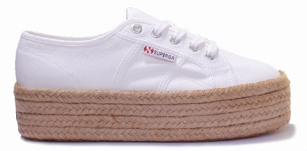 Superga 2790 Cotropew Espradille Flatform Trainer In White Classic Footwear