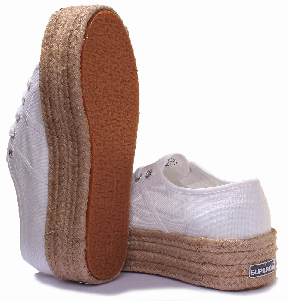 Superga 2790 Cotropew Espradille Flatform Trainer In White Classic Footwear