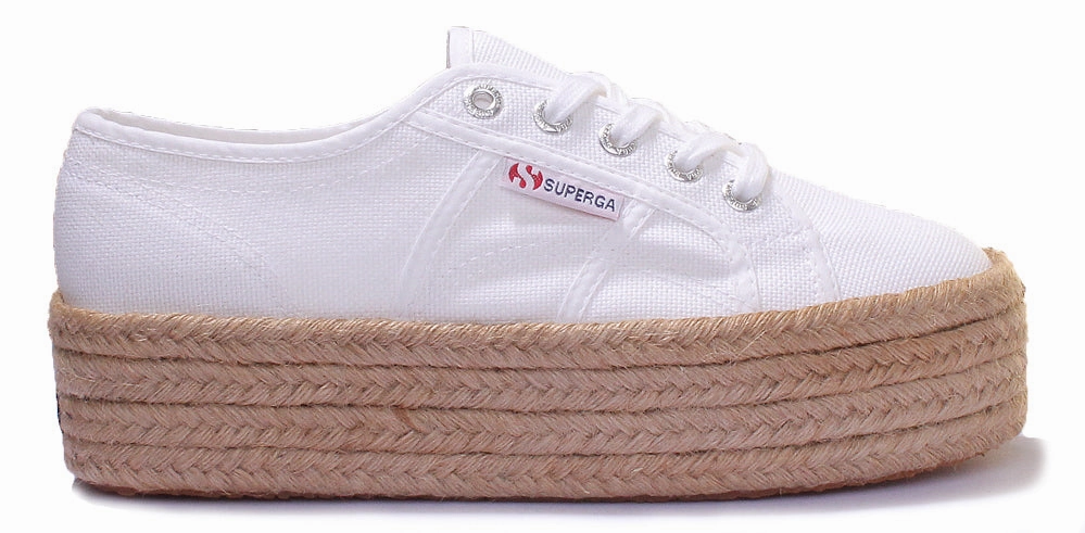 Superga 2790 Cotropew Espradille Flatform Trainer In White Classic Footwear