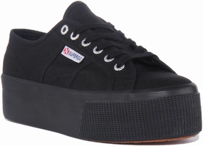Superga 2790 Cotu PlatformIn All Black For Women Roll Hike