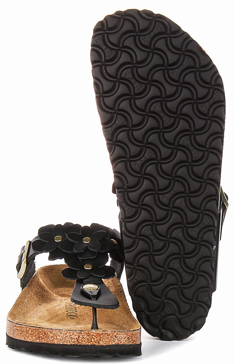 Support - increasing Birkenstock Gizeh Flower Em In Black | Regular Fit
