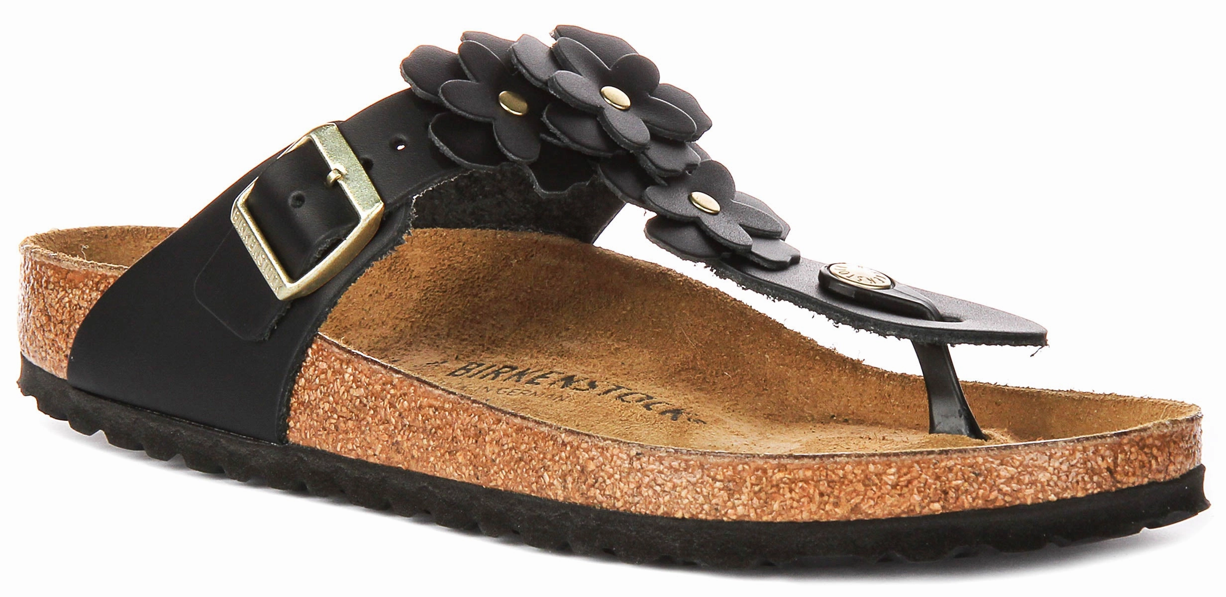 trail - suitable Birkenstock Gizeh Flower Em In Black | Regular Fit
