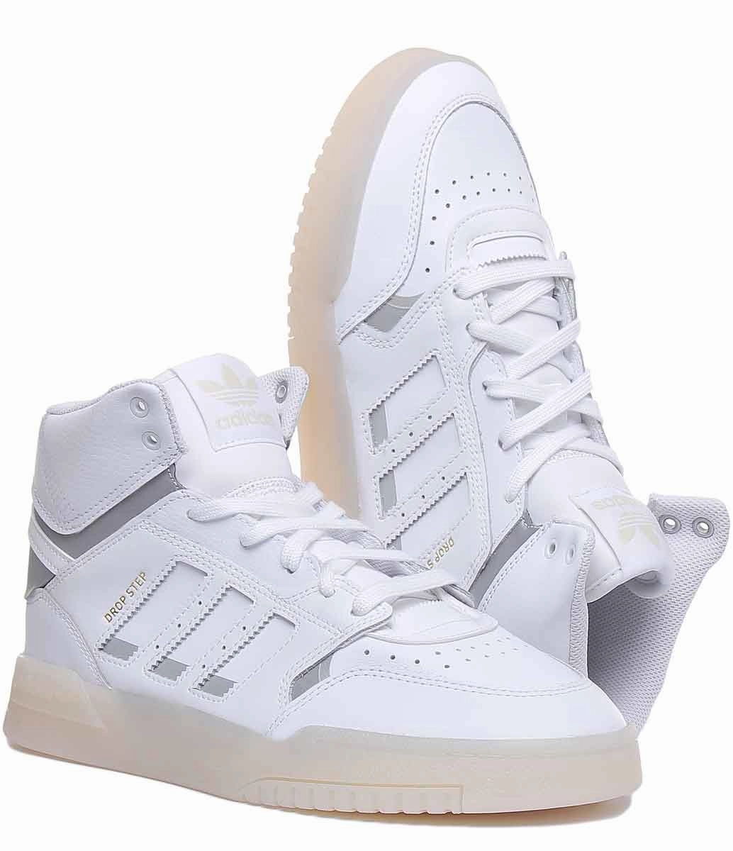 Supportive virtue Adidas Drop Step Leather High Top Trainers In Whitsilver For Men
