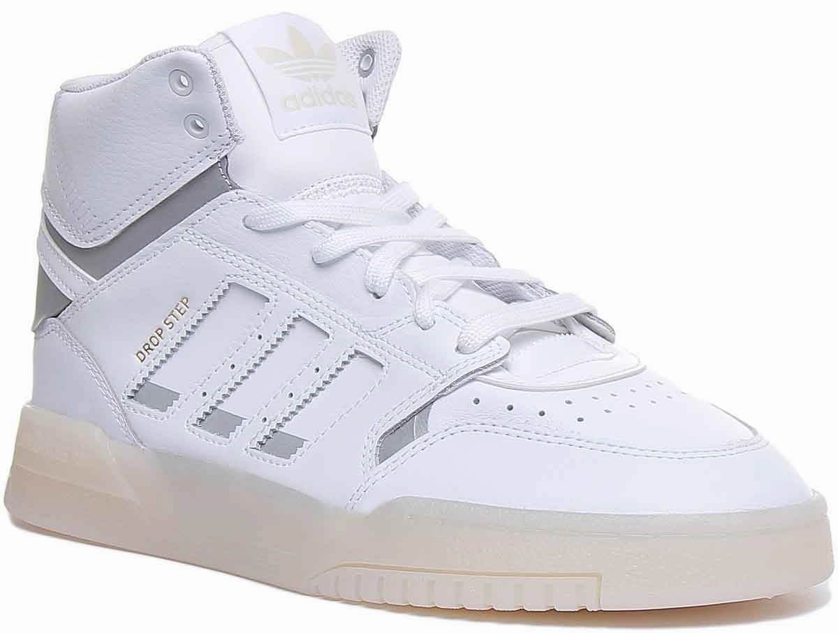 Adidas Drop Step Leather High Top Trainers In Whitsilver For Men Trail Walk