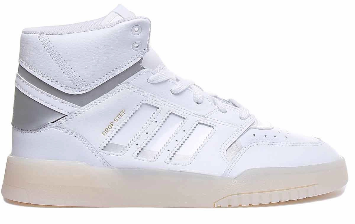 Supportive virtue Adidas Drop Step Leather High Top Trainers In Whitsilver For Men