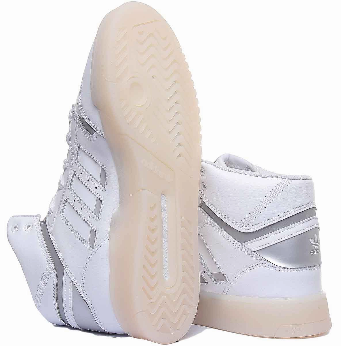 Supportive virtue Adidas Drop Step Leather High Top Trainers In Whitsilver For Men