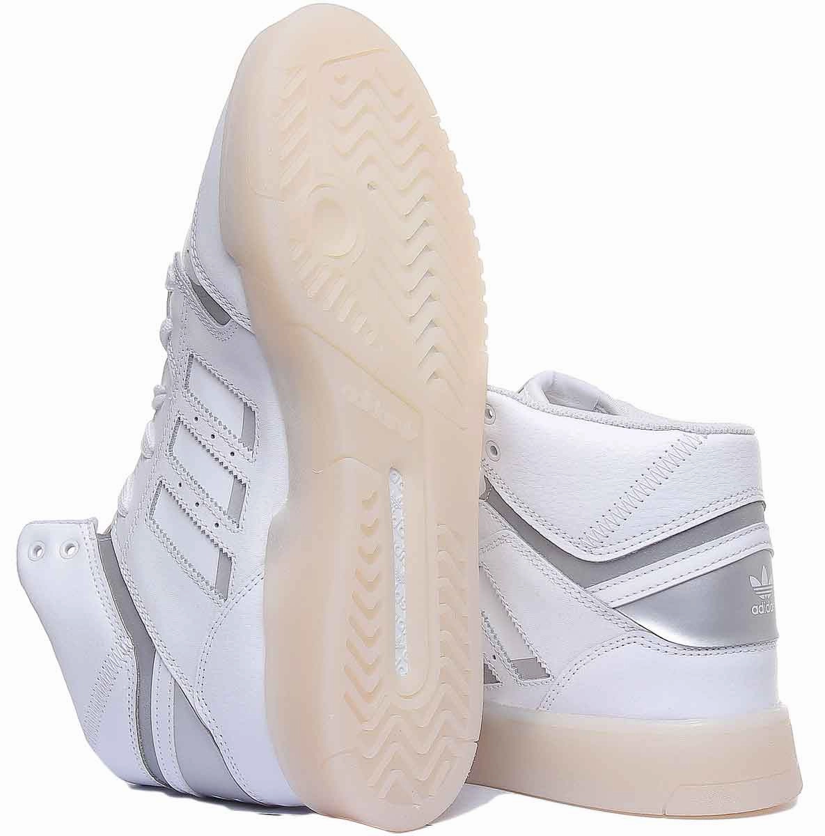 Supportive virtue Adidas Drop Step Leather High Top Trainers In Whitsilver For Men