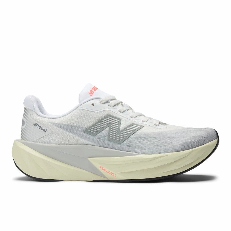 W New Balance FuelCell Rebel v5 Raincloud with White and Mineral