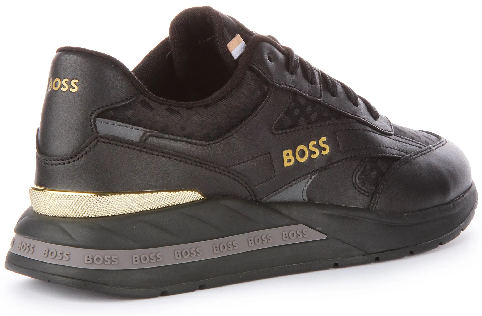 Tight Fit Boss Kurt Runner In Black Gold For Men