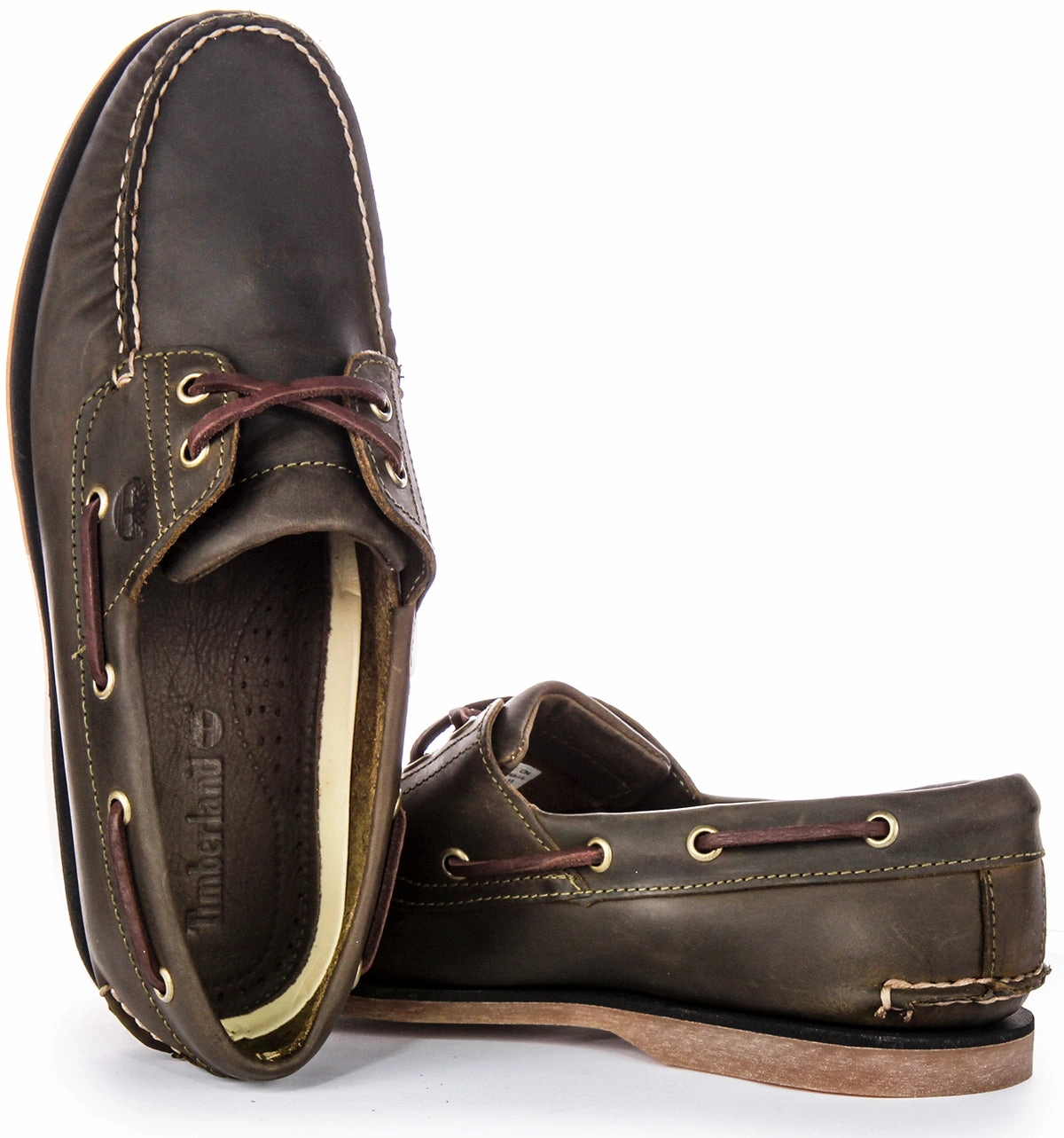 Timberland A4187 Boat Shoes In Olive For Men Chic Design