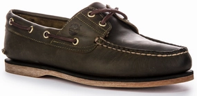 Flexible Comfort Fashion-Forward Look Timberland A4187 Boat Shoes In Olive For Men