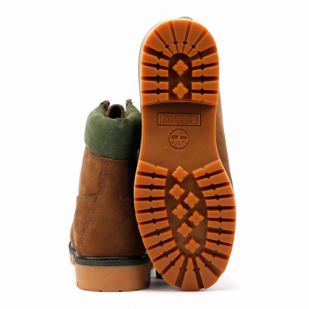 Timberland Premium 6 Inch Nubuck Men's Choc / Green Boots Padded Tongue