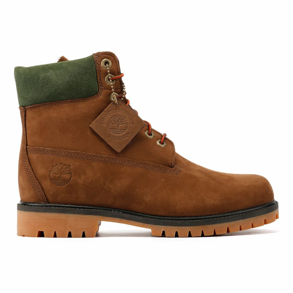 Timberland Premium 6 Inch Nubuck Men's Choc / Green Boots Padded Tongue