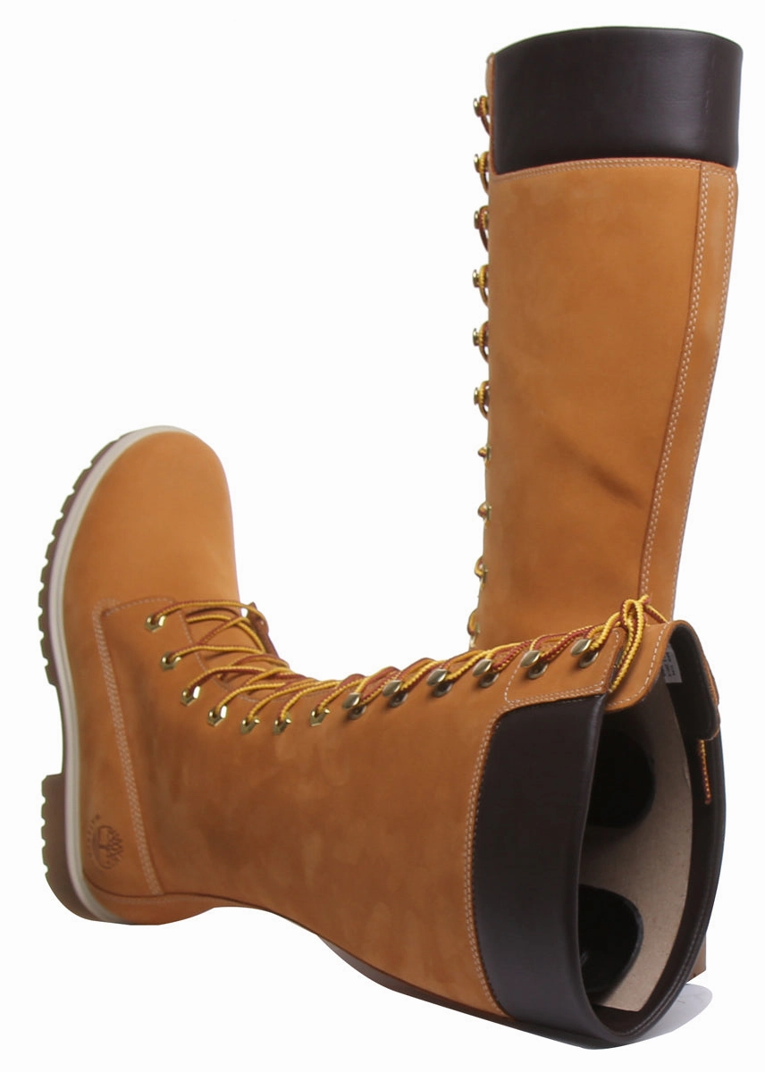 Timberland Tall 14 Inch Lace Up Boots In Wheat For Women Cushioned arch