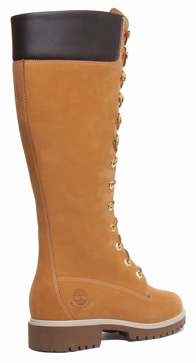 Timberland Tall 14 Inch Lace Up Boots In Wheat For Women Cushioned arch