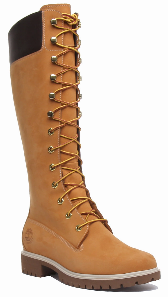 Timberland Tall 14 Inch Lace Up Boots In Wheat For Women Stylish Look Classic Chic