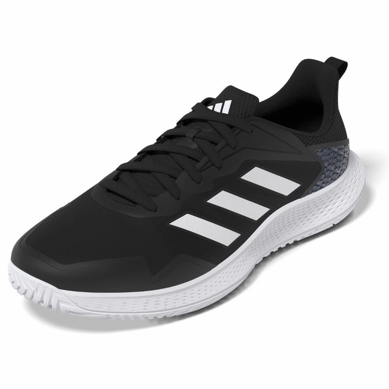 Toe Lock Adidas Defiant Speed Mens Tennis Shoes - Core Black / White / Grey Four