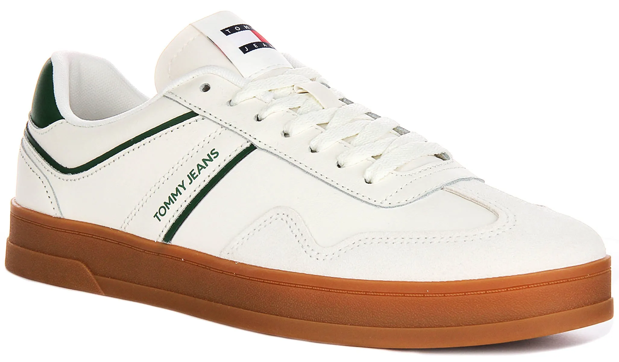 Precision fit Motion Ready Tommy Hilfiger Greenwich Leather In White Green For Men