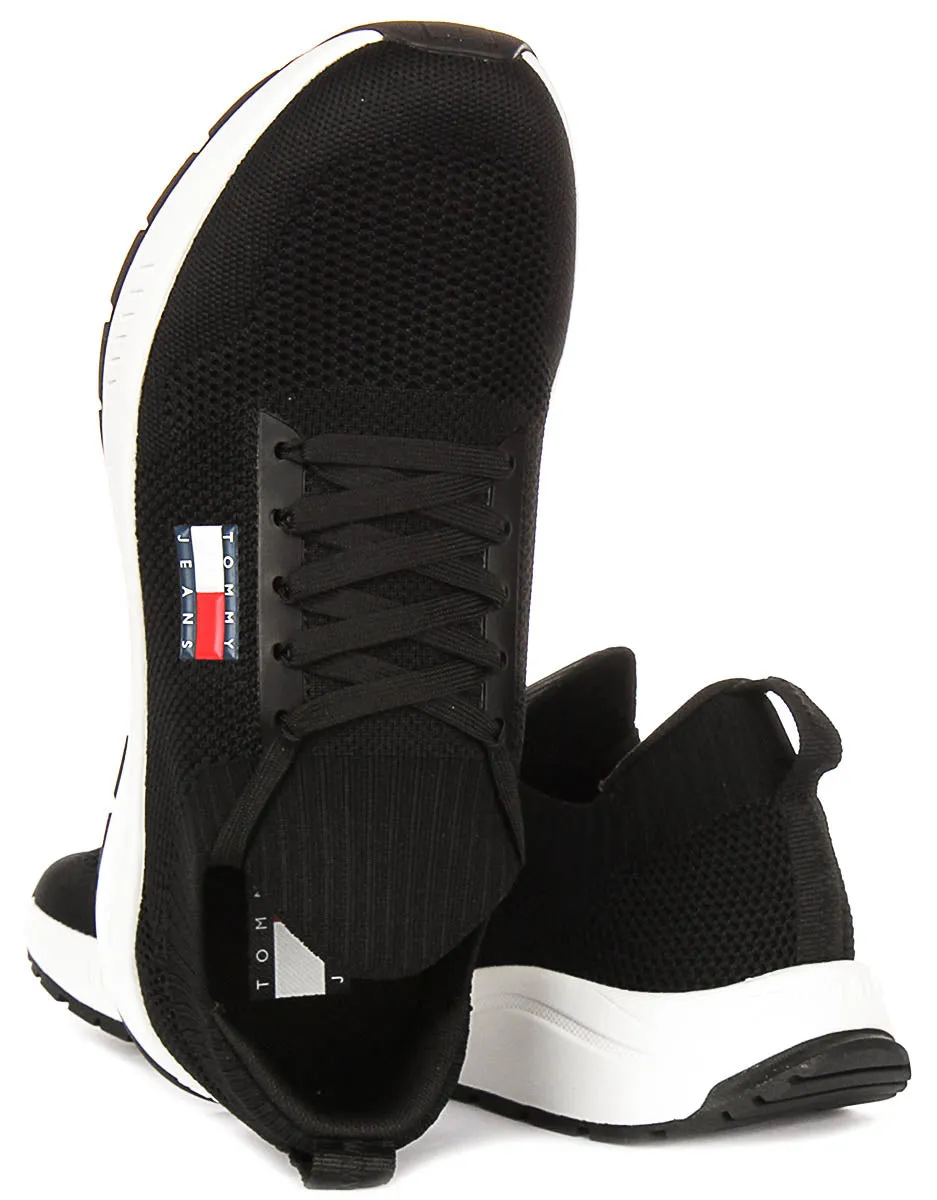 Tommy Hilfiger Runner Knit In Black White For Men Tongue Cushion