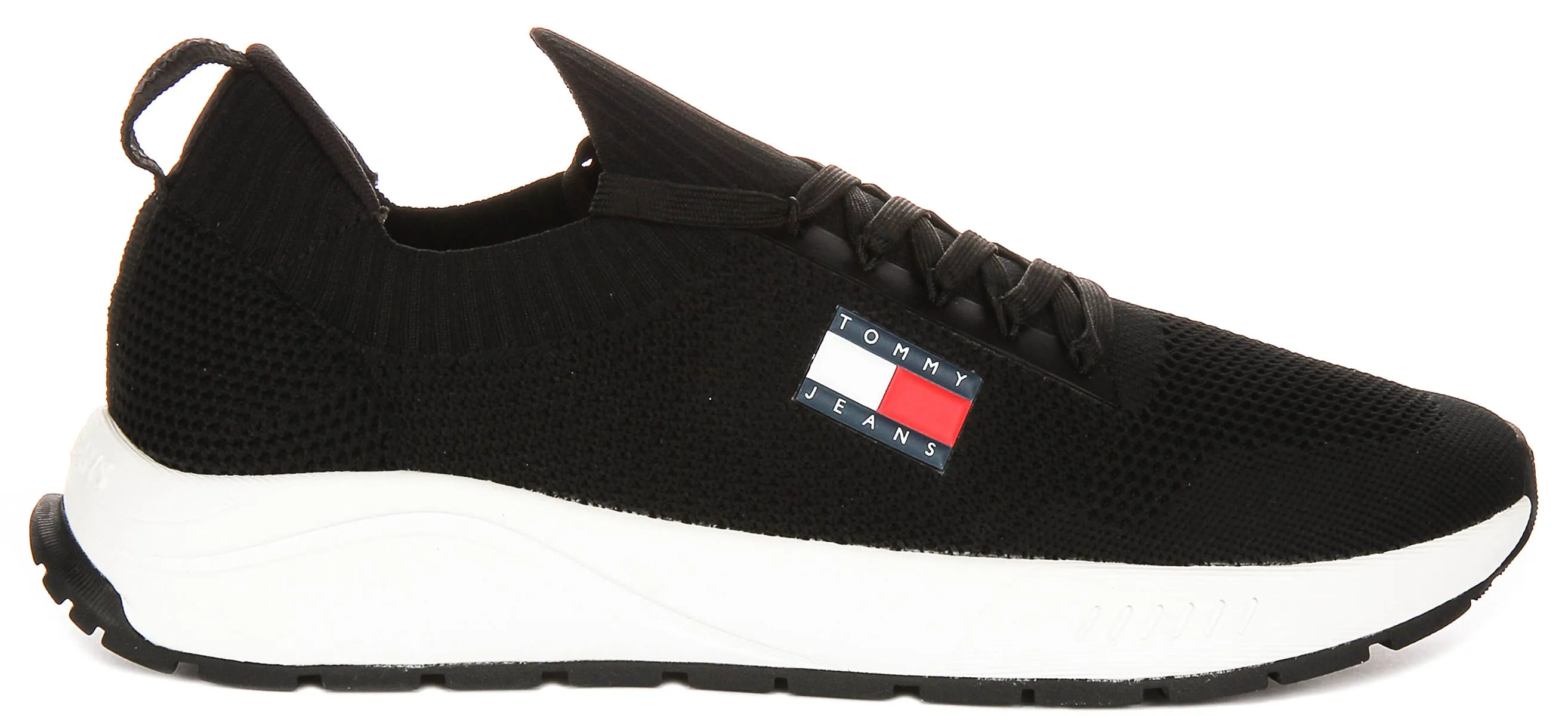 Tommy Hilfiger Runner Knit In Black White For Men Tongue Cushion