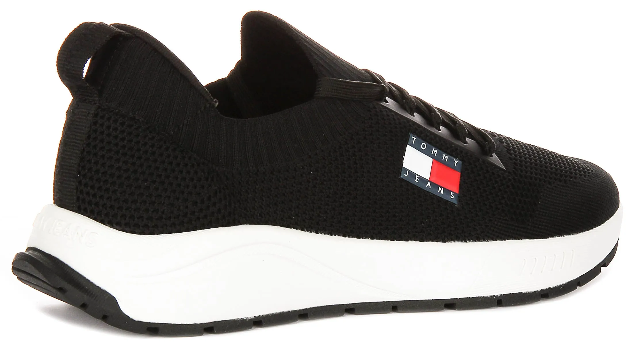 Tommy Hilfiger Runner Knit In Black White For Men Tongue Cushion