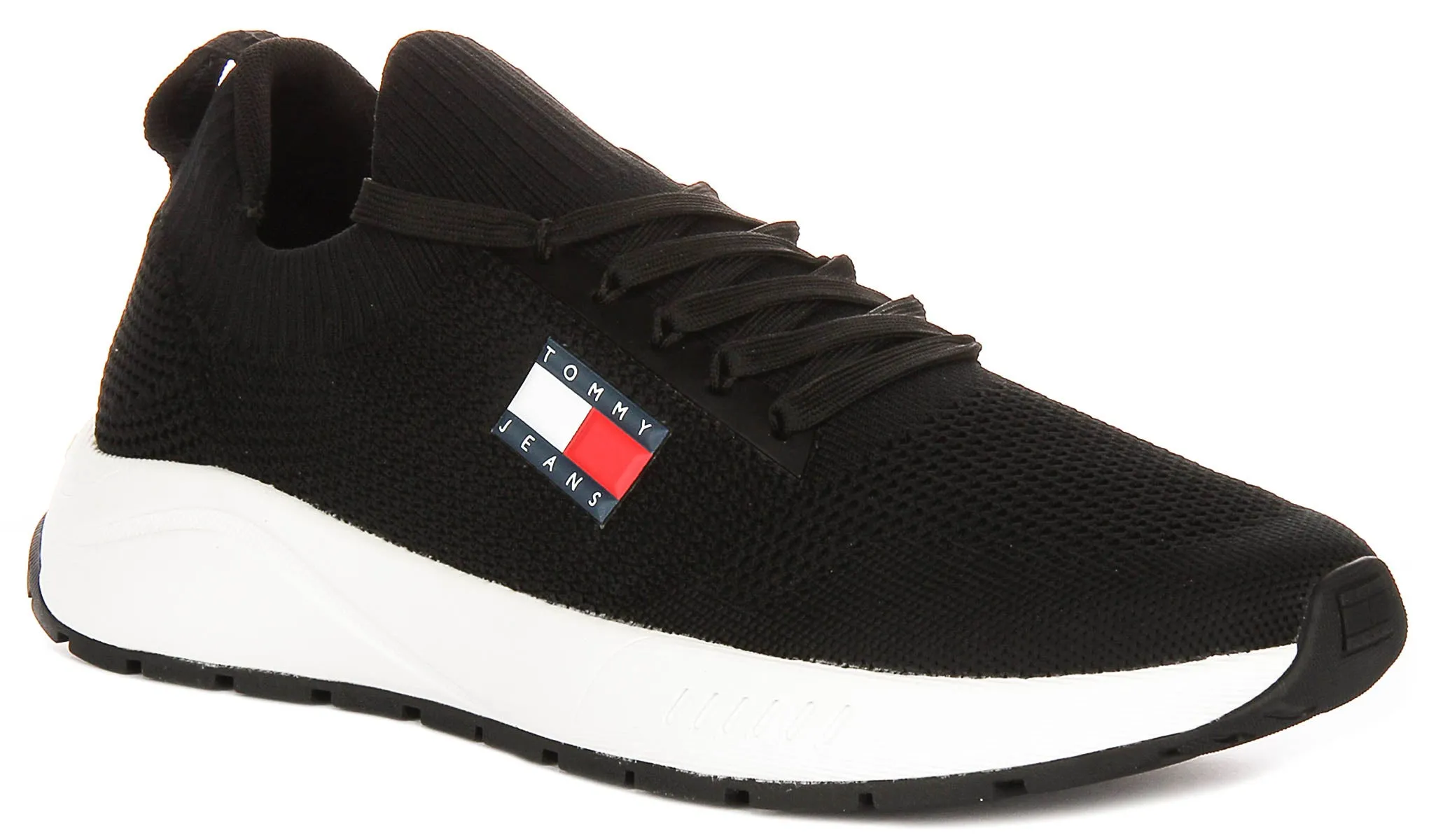 Tommy Hilfiger Runner Knit In Black White For Men Daily Pace