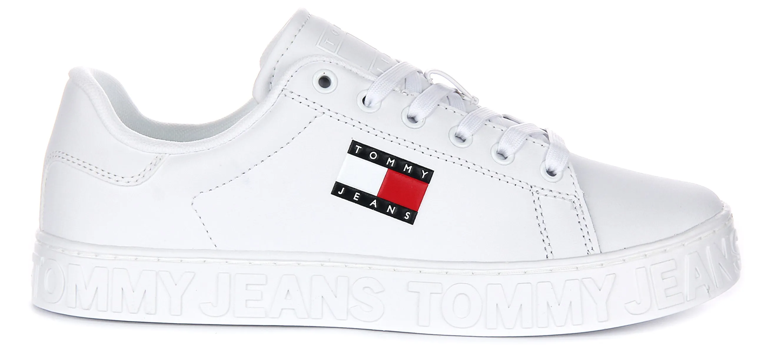 Tommy Jeans Logo Outsole Sneaker In White For Women Precision fit