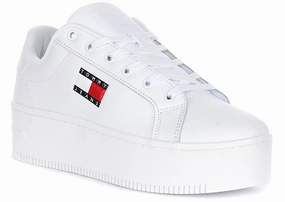 Strong Stitch Tommy Jeans Flatform Essential In White For Women