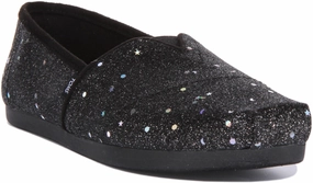 Toms Alpargata In Black Shiny For Women Quick Fit On