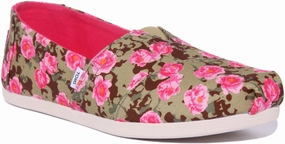 Training Motion Toms Alpargata In Green Floral For Women