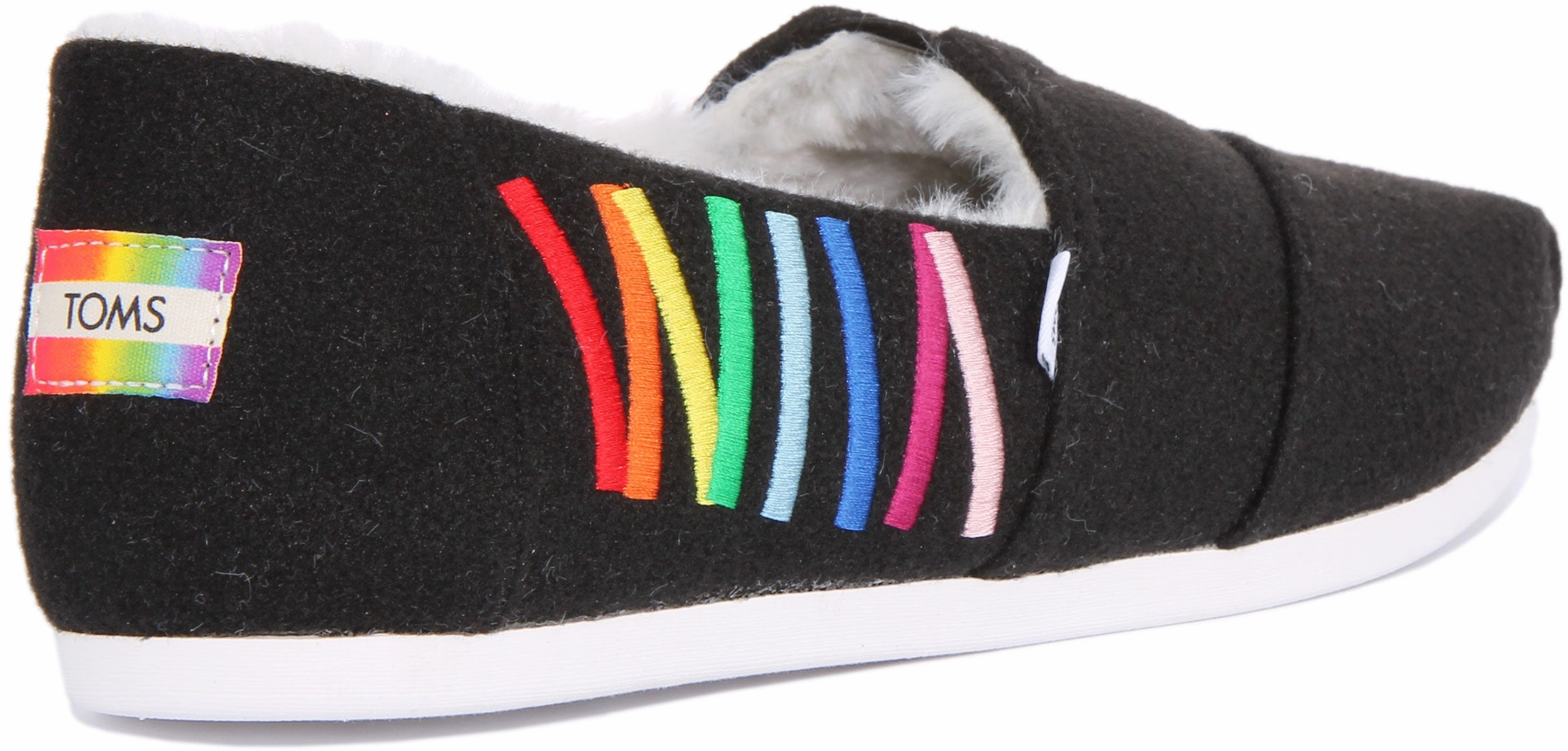 Toms Alpargata Pride In Black Fur Lined Flexible Comfort