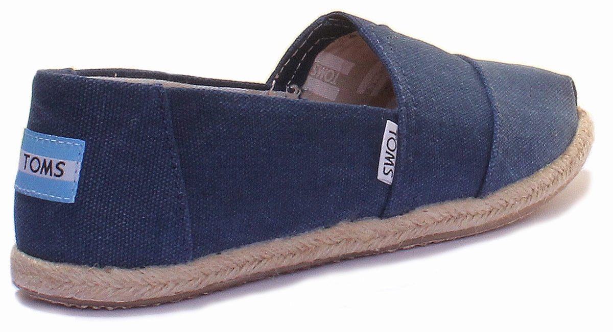 Toms Classic Slip On In Navy Easy Flex