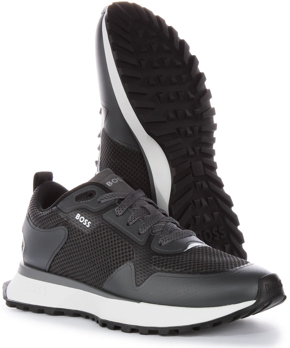 Track ready Boss Jonah Runner Meth In Black Grey For Men