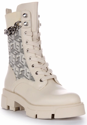 Guess Madira Boot In Cream For Women Snow Path Flexible Fit