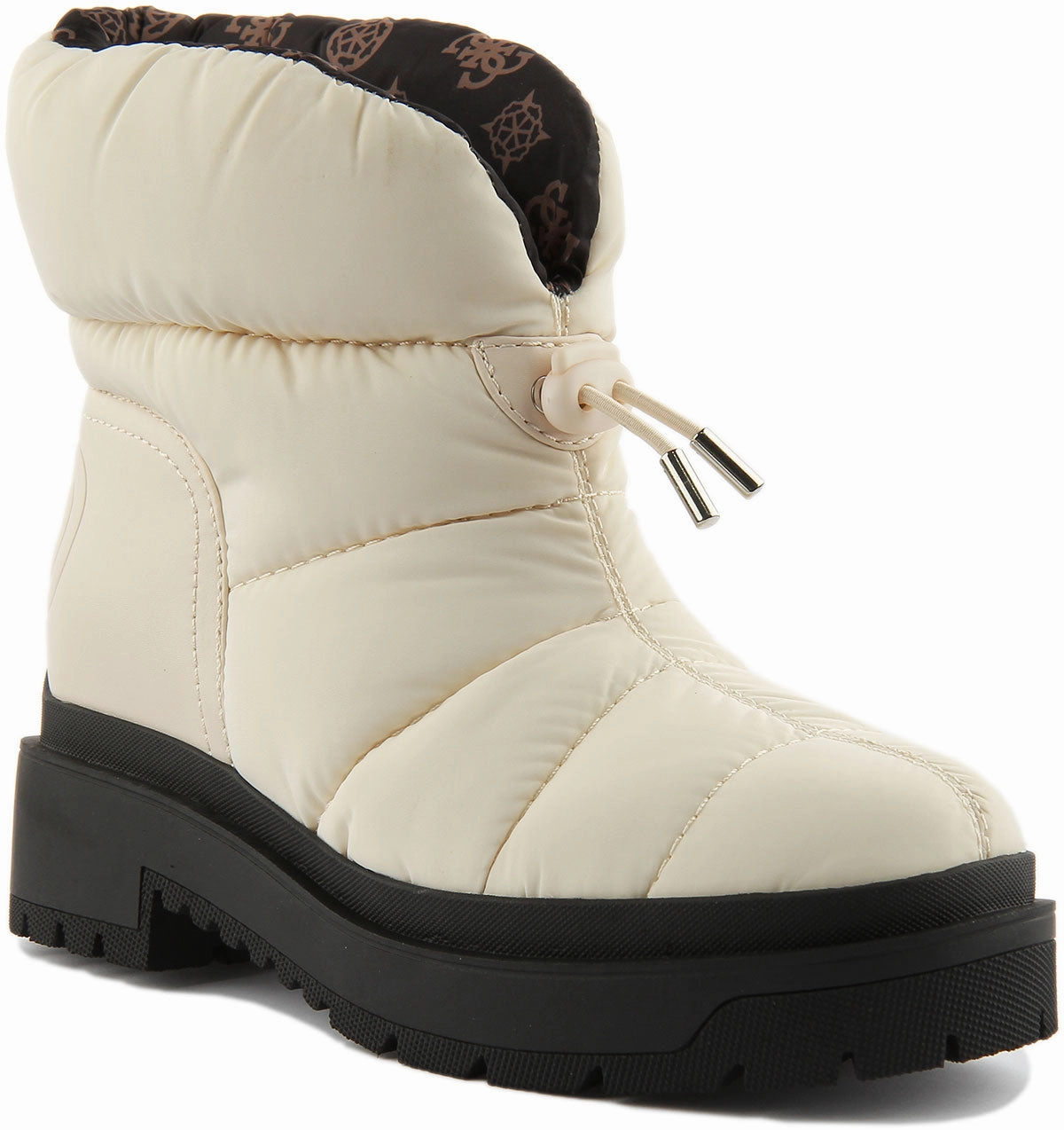 Guess Leeda Padded Logo Cream For Women Fast Dry Footwear