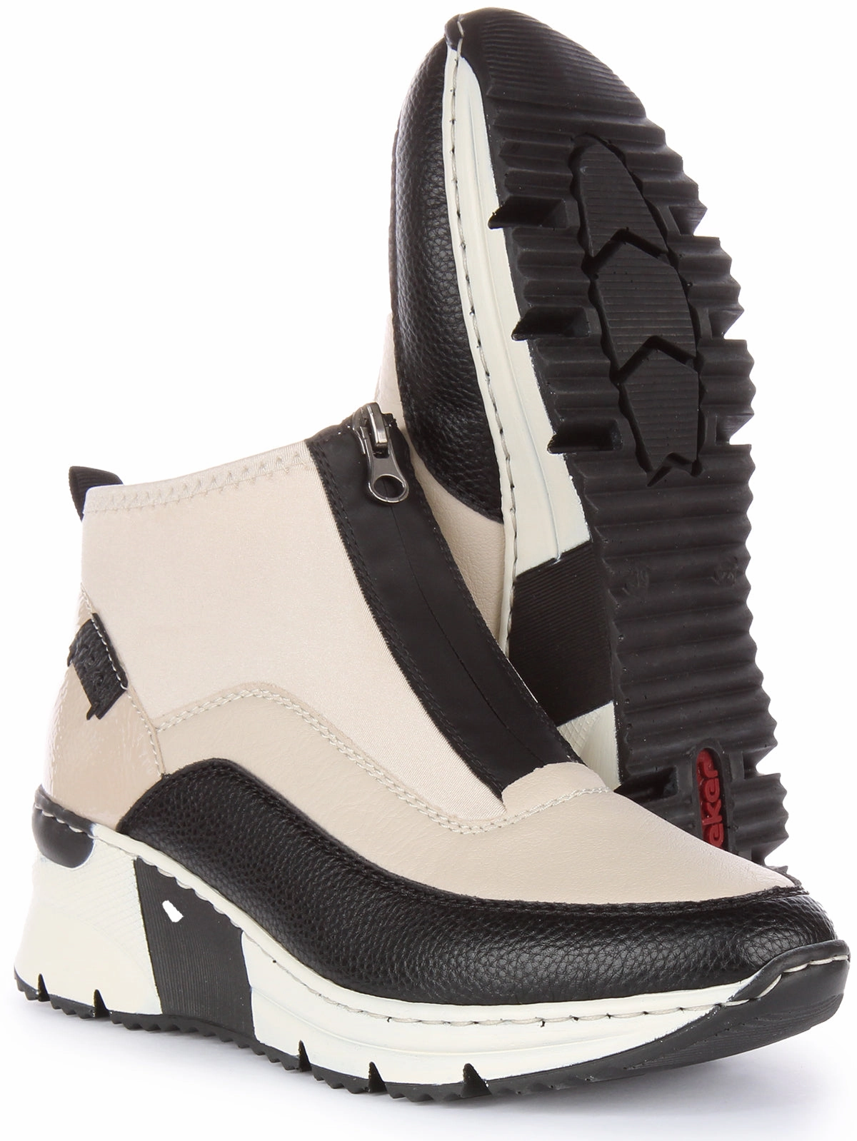 Trail Power Rieker N6352-60 In Beige Zip Up Boots For Women