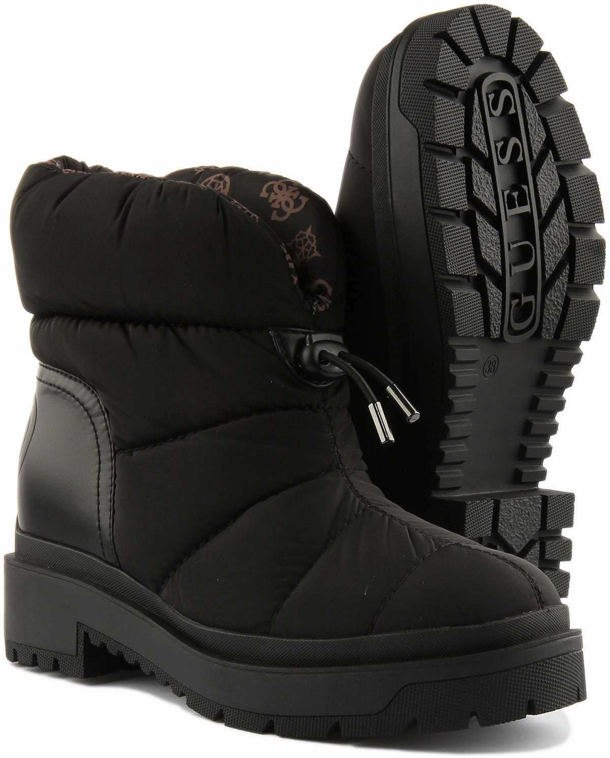 Trail Shield Shoes Guess Leeda Padded Logo Black For Women